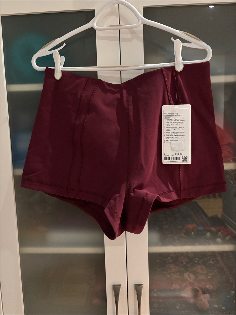 Lululemon Define Micro Short Luon SZ L (8-10) Burgundy Bay NWT🍷🍷